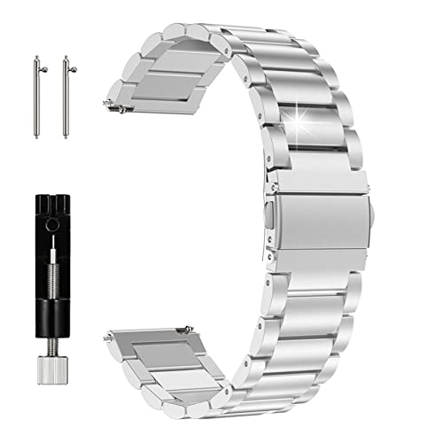 [JUSUTEK] 人気 時計バンド ベルト18mm/20mm/22mm ステンレス 316lステンレス メンズ腕時計レザーベルト,クォーツ時計/機械式時計/スマートウォッチ 金属ベルト メタルベルト (20MM, 銀)